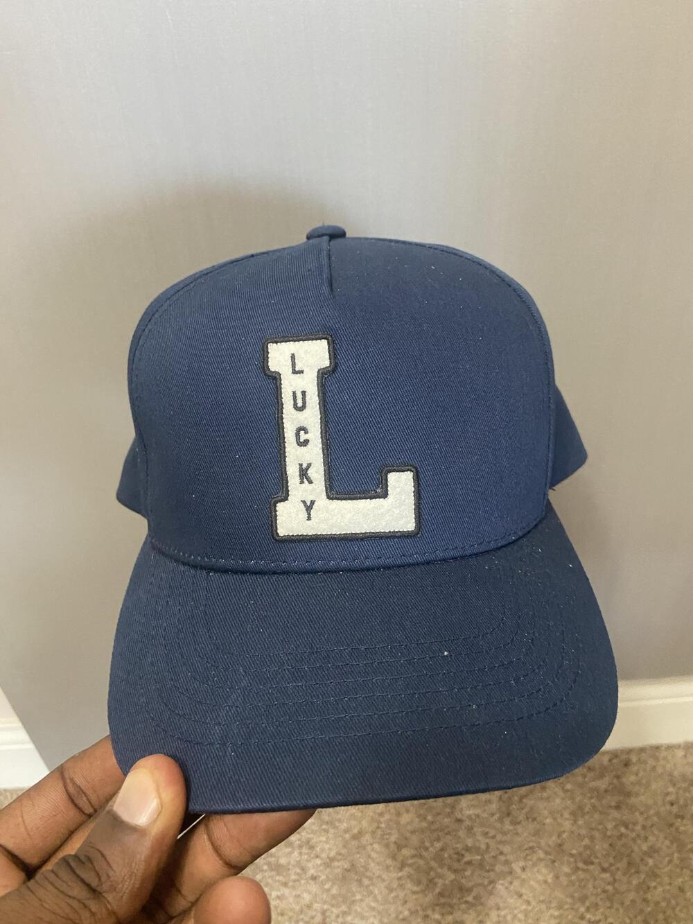 Lucky Brand Hat Cap Snap Back Mens One Size Blue L Logo Baseball Adjustable